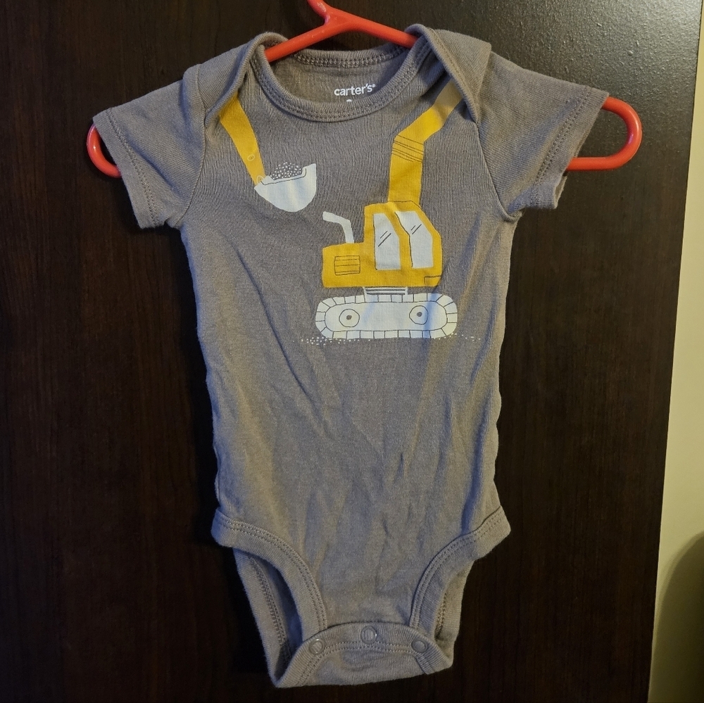 Carter's Gray Baby Onesie With Construction Equiptment